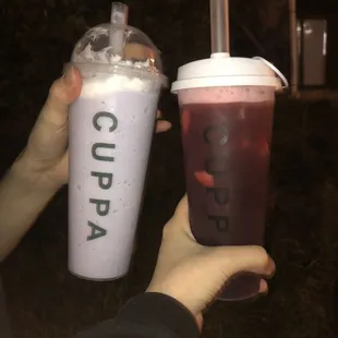 24 oz Purple Taro Milkshake + 24 oz Pomegranate Berry Four Season Cha