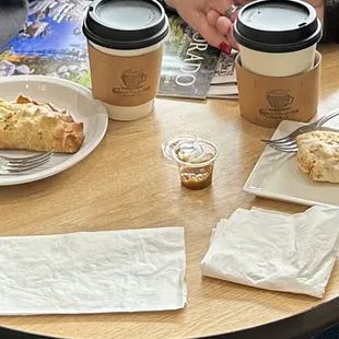 House coffee with some breakfast eats.