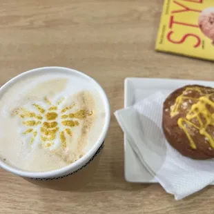 Honey bee latte and orange spice coffee cake