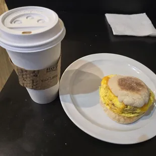 Mocha and Egg and Cheese Sandwich