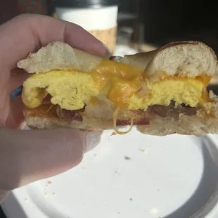 Egg cheese and bacon bagel