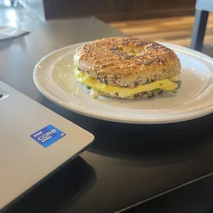 Egg spinach feta bagel