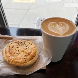 Brekkie and vanilla latte
