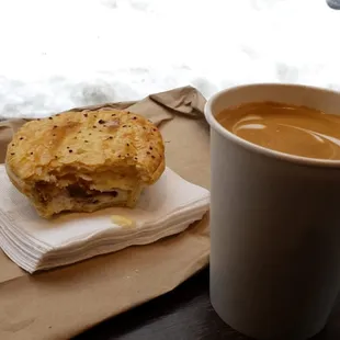 Bacon, cheese and egg pie with my morning coffee