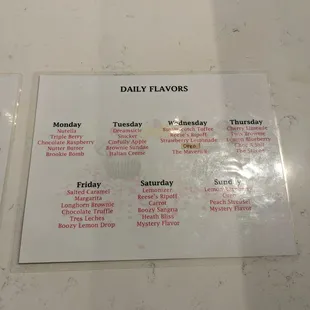menu