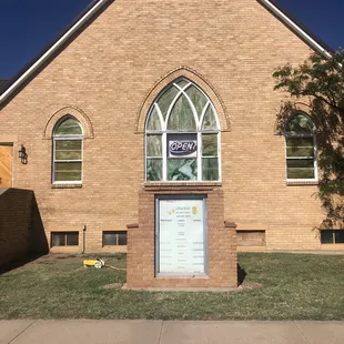Former church repurposed as a great restaurant.