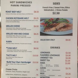 a menu for a restaurant