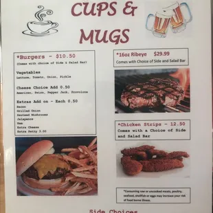 a menu for a restaurant