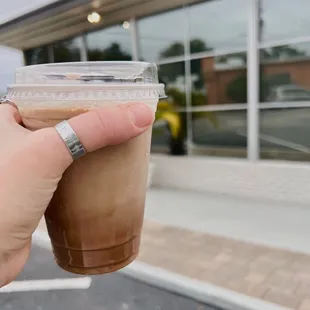 Seasonal Iced Strawberry Mocha Latte