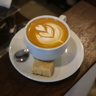 a cappuccino on a saucer
