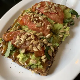 Tomato basil avo toast