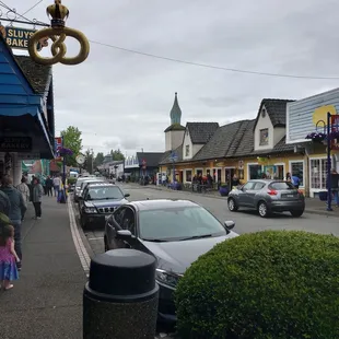 a busy street in a small town