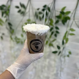 Cocunut expresso with lychee foam