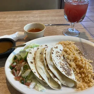 Chicken Quesadillas with Chicken Strawberry margarita