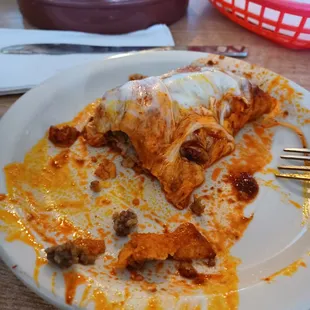 Enchilada was huge &amp; homemade &amp; delish