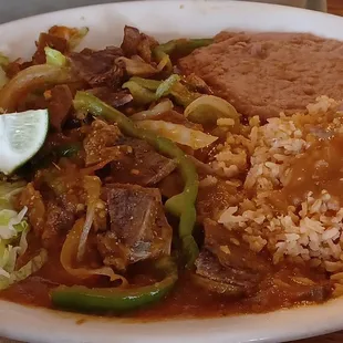 Lengua de  guiso, rice &amp; beans