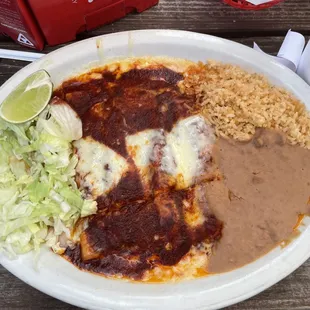 My plate of Red Enchiladas.