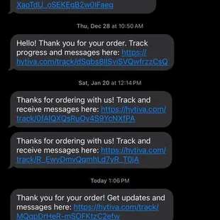 The messages they claim I didn't receive when you press the link it takes you to the status page of your order.