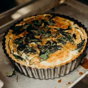 Scratch Made Spinach, Cheese &amp; Onion Quiche from Curate Cafe &amp; Bakery