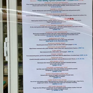 a menu in a window