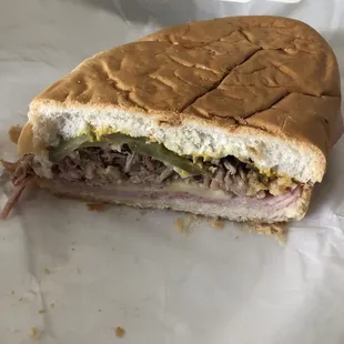 Great sandwich Cubano  - stuffed with pork, ham, cheese, and pickles