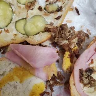 a half eaten sandwich