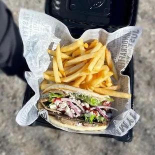 a sandwich and french fries