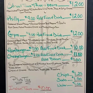 a menu for a restaurant