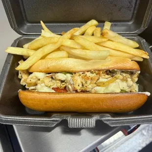 a sandwich and french fries