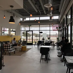 the interior of a cafe