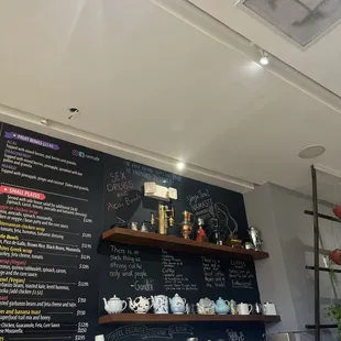 menus on a blackboard wall