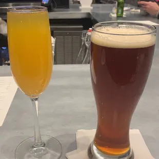 Tropical mimosa and local brew