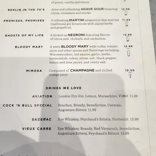 menu