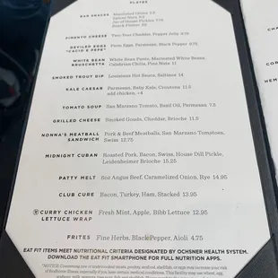 Food menu