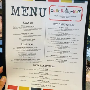 Lunch menu! The Cheeseboard is an excellent option!!