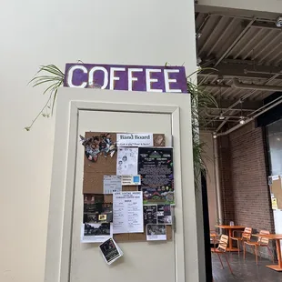 the door to the coffee shop