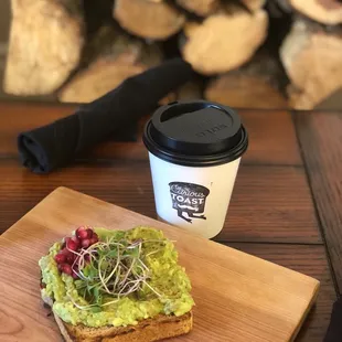 Moustache mocha and avocado toast (benji made vegan)