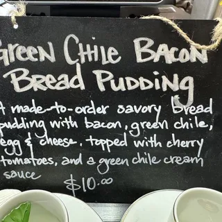 Green Chile Bacon Bread Pudding