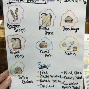 Kid's menu