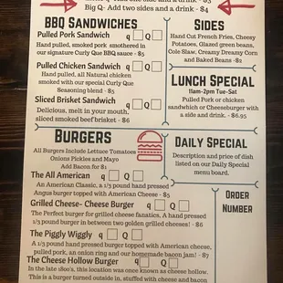 menu