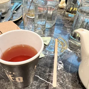 a cup of tea on a table