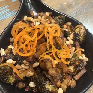 Pork belly Brussels sprouts