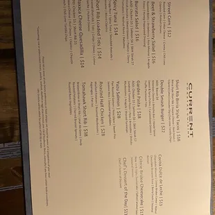 Updated menu 2/26/2022 - the online menu is wrong