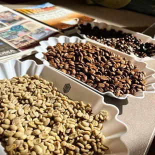 a variety of coffee beans