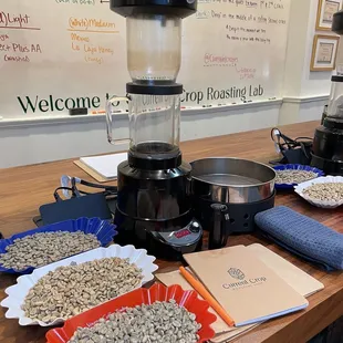 a coffee grinder with beans