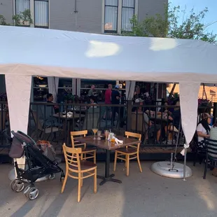 people eating outside