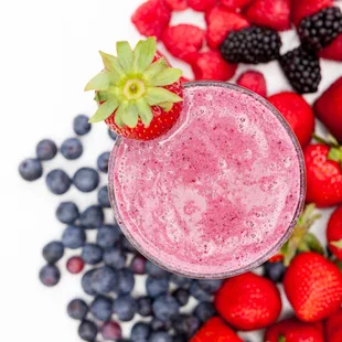 strawberries, blueberries and strawberries