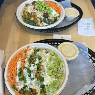 Buffalo chicken bowl &amp; superfood greens bowl