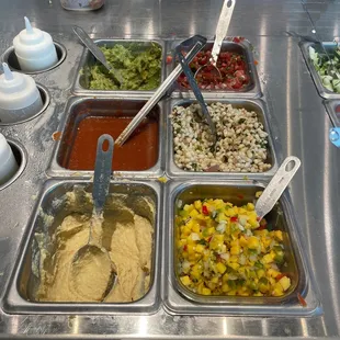 a variety of condiments