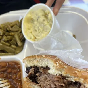 Burnt ends, potato salad